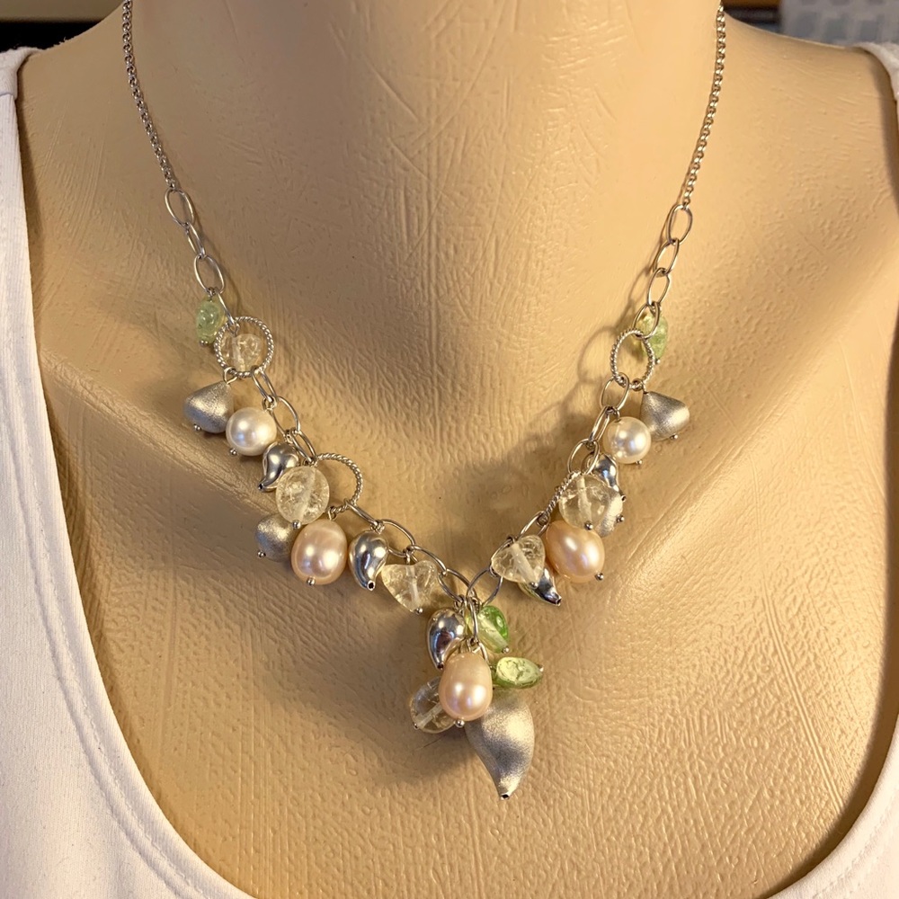 Springtime sterling and pearl necklace